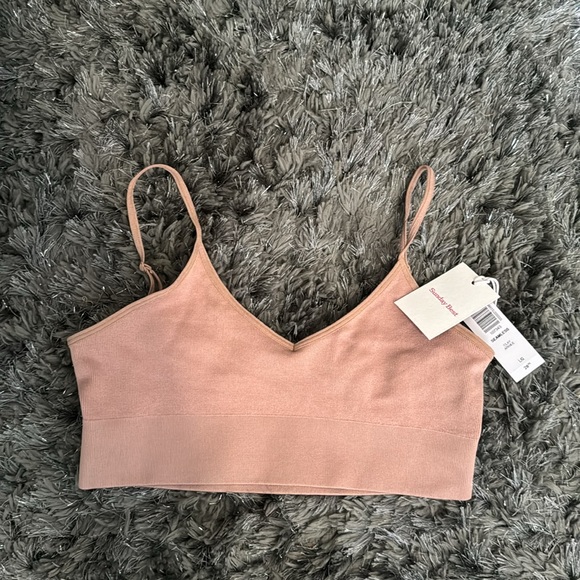 Aritzia Sunday Best Seamless Scoopneck Bra Top Size Large Clay - Picture 2 of 4
